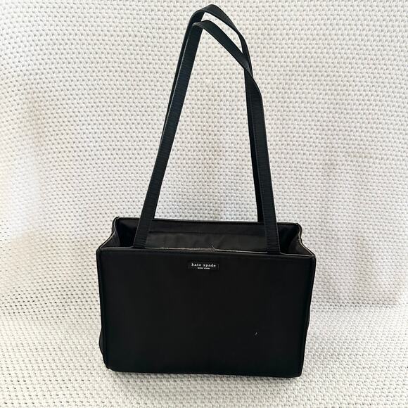 Kate Spade Black Nylon Vintage Boxy Structured Top Handle Bag Essential Y2K - Picture 1 of 9